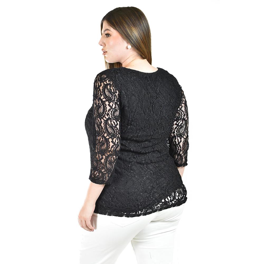 Foto 4 pulgar | Blusa De Encaje Roman Fashion /tallas Extras, 1-201n (negro) Negro