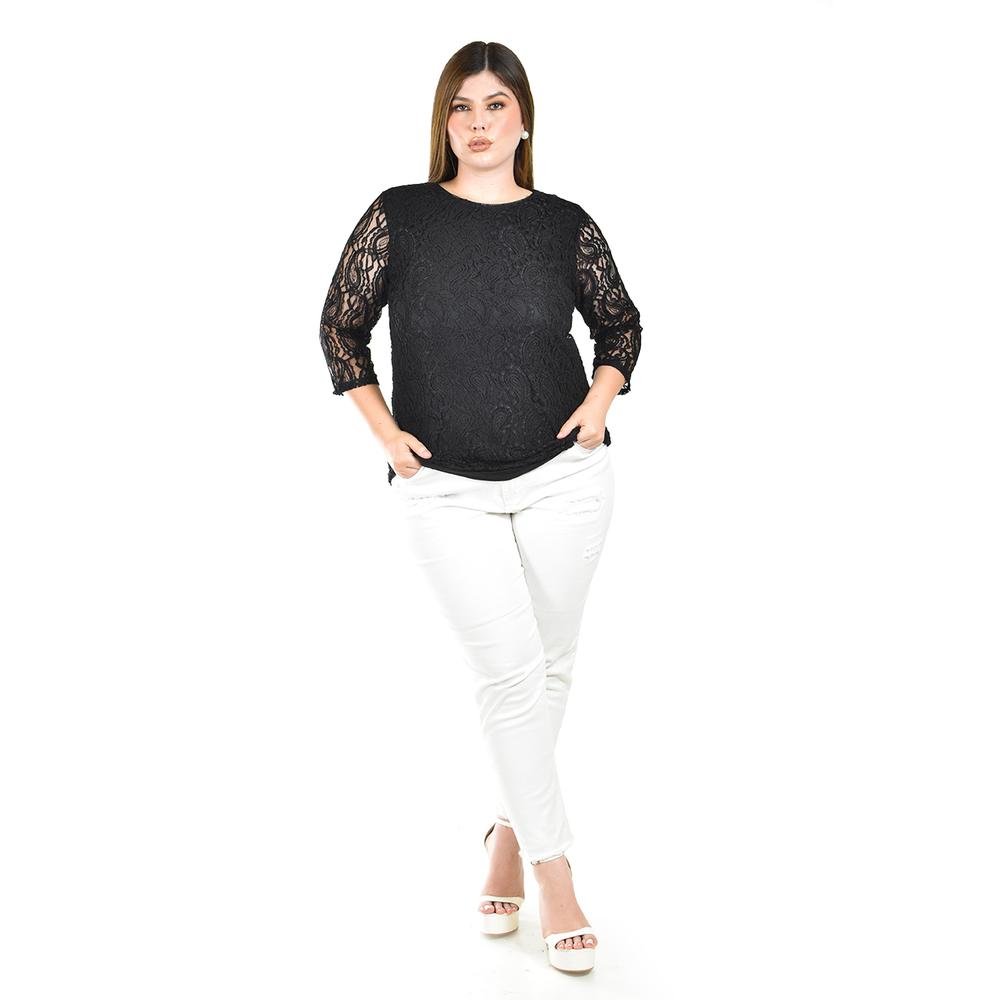 Foto 6 pulgar | Blusa De Encaje Roman Fashion /tallas Extras, 1-201n (negro) Negro