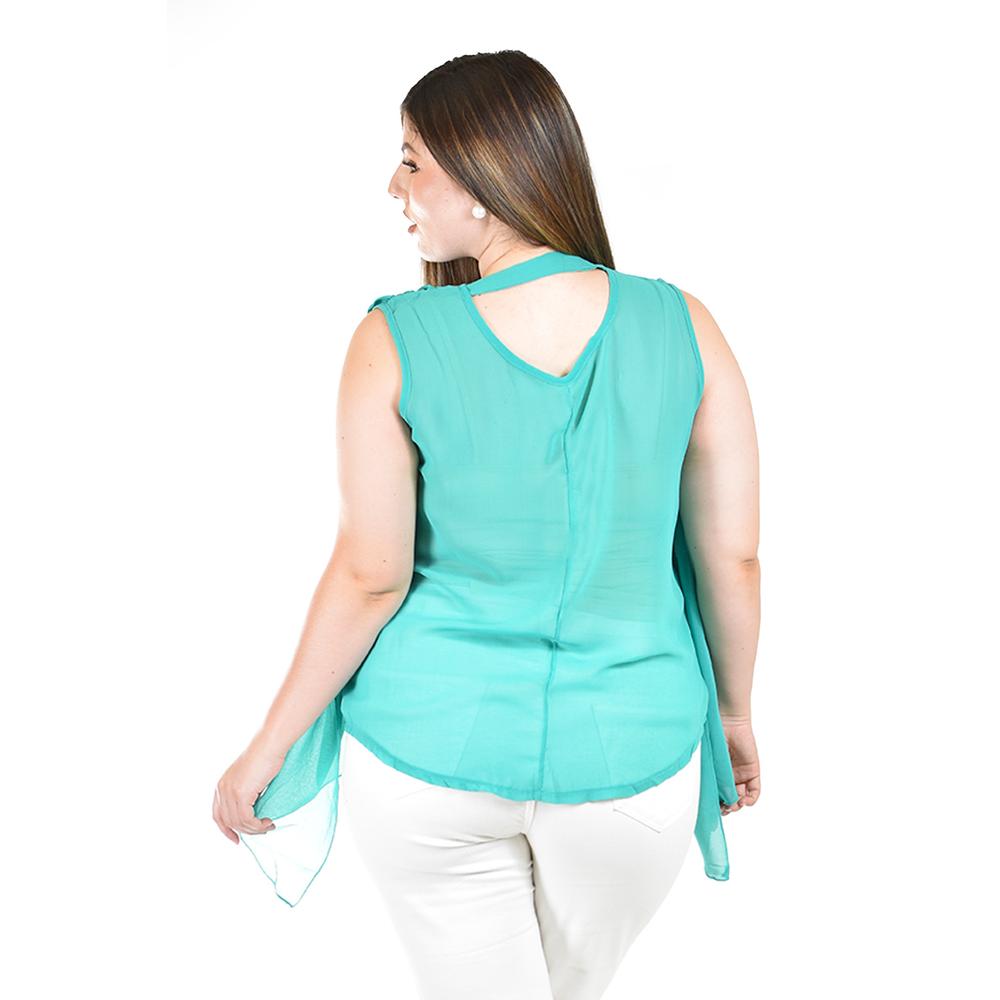 Foto 3 | Blusa Sin Manga Estilo Chaleco Roman Fashion / Tallas Extras, 4053 (menta) Verde Claro