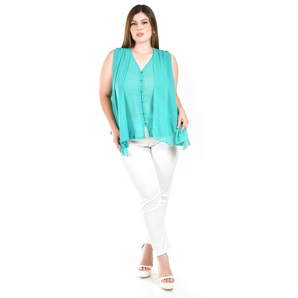 Foto 5 pulgar | Blusa Sin Manga Estilo Chaleco Roman Fashion / Tallas Extras, 4053 (menta) Verde Claro
