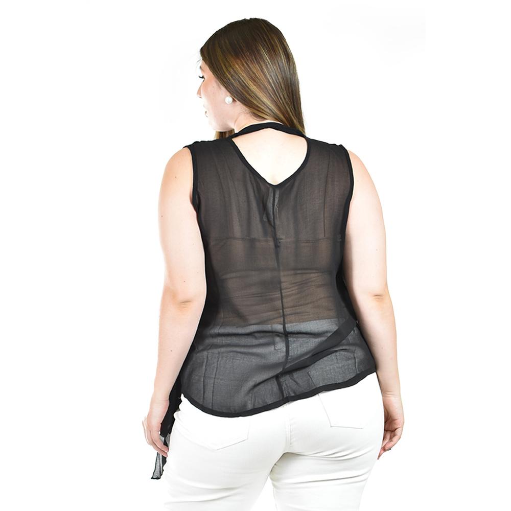 Foto 4 pulgar | Blusa Sin Manga Estilo Chaleco Roman Fashion / Tallas Extras, 4053 (negro) Negro