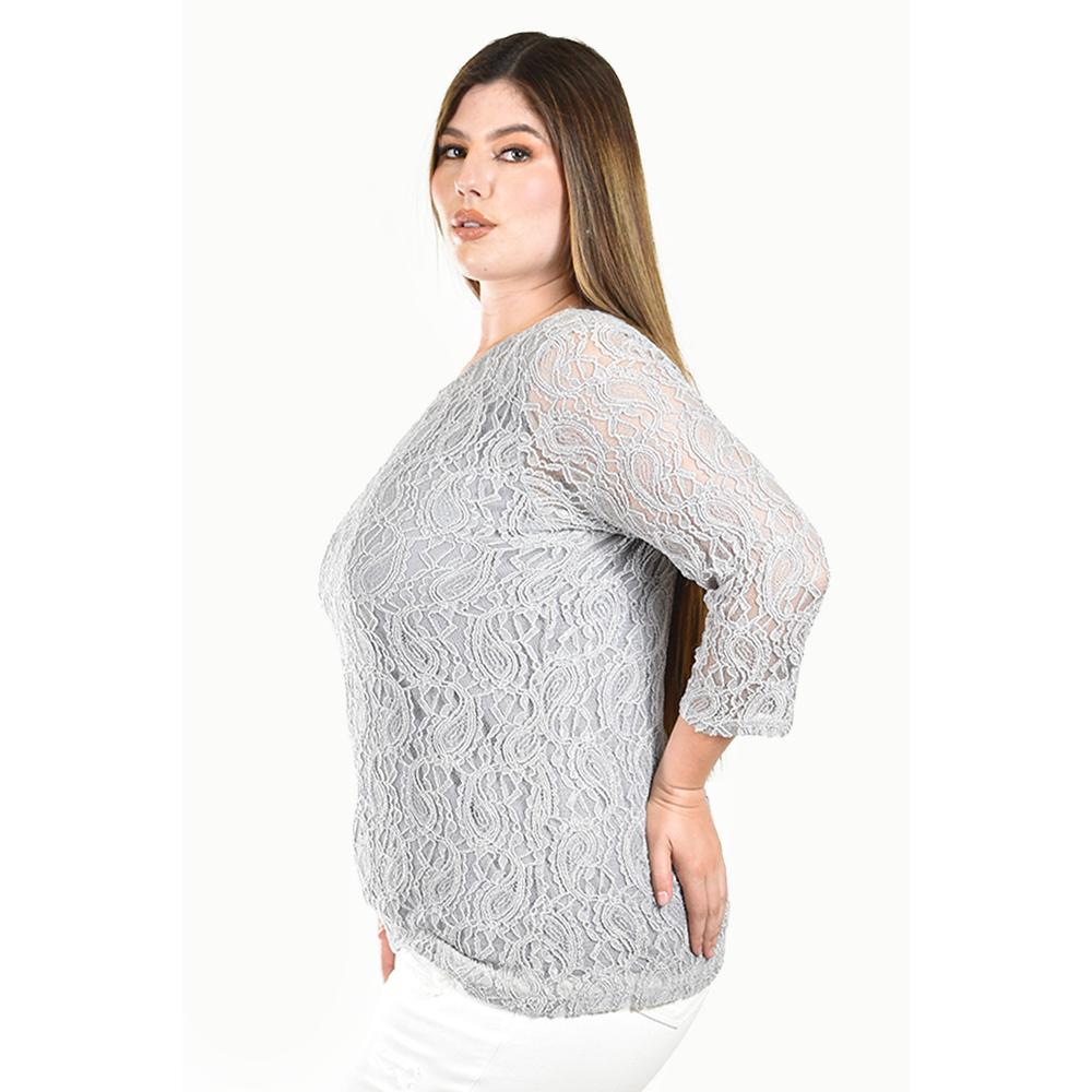 Foto 3 pulgar | Blusa De Encaje Roman Fashion /tallas Extras, 1-201n (gris) Gris