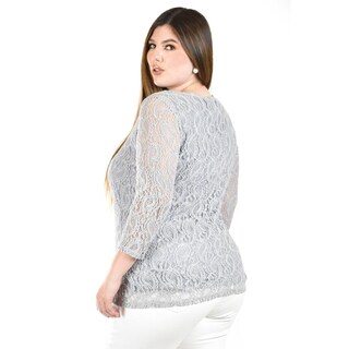 Foto 3 | Blusa De Encaje Roman Fashion /tallas Extras, 1-201n (gris) Gris