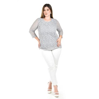 Foto 4 | Blusa De Encaje Roman Fashion /tallas Extras, 1-201n (gris) Gris