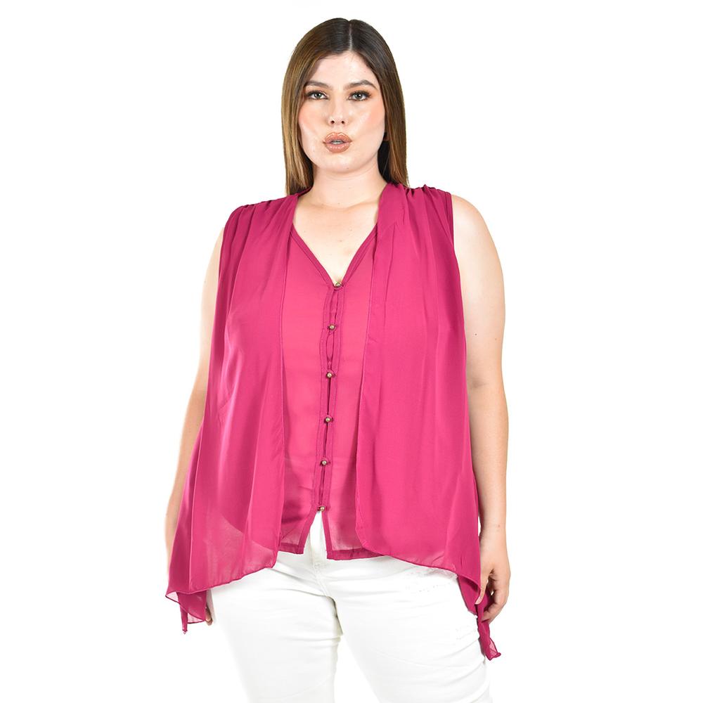 Blusa Sin Manga Estilo Chaleco Roman Fashion / Tallas Extras, 4053 (magenta) Fucsia Oscuro