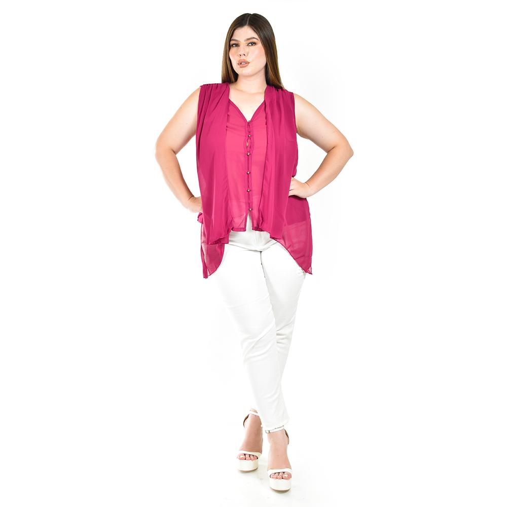 Foto 5 pulgar | Blusa Sin Manga Estilo Chaleco Roman Fashion / Tallas Extras, 4053 (magenta) Fucsia Oscuro
