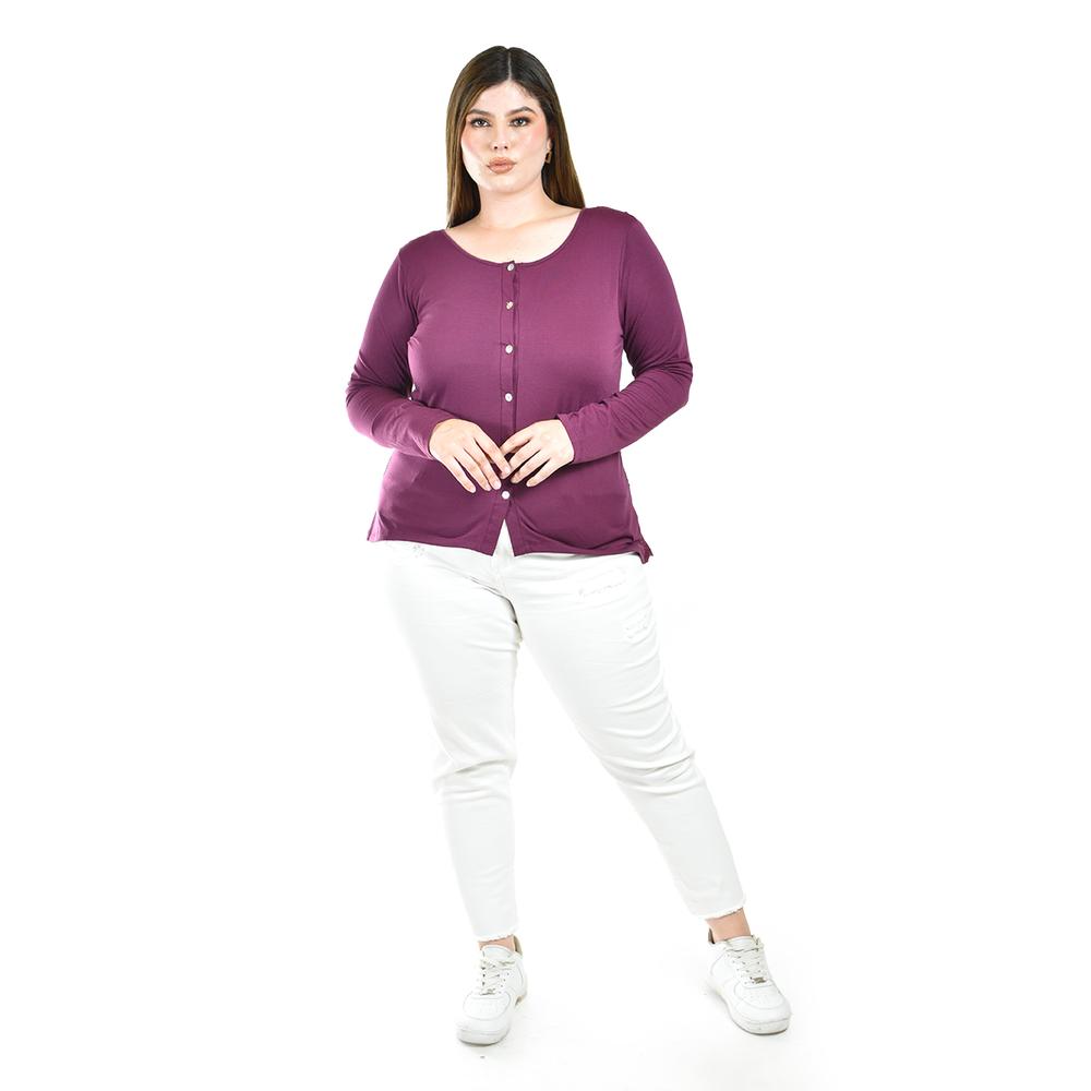 Foto 5 pulgar | Blusa Con Espalda De Encaje Roman Fashion / Tallas Extras, 1552 (morado) Violeta Oscuro