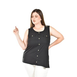 Foto 1 | Blusa Sin Manga Con Encanje Roman Fashion /tallas Extras, 708 (negro) Negro