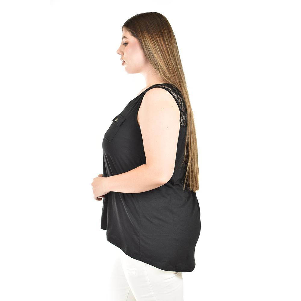 Foto 3 pulgar | Blusa Sin Manga Con Encanje Roman Fashion /tallas Extras, 708 (negro) Negro