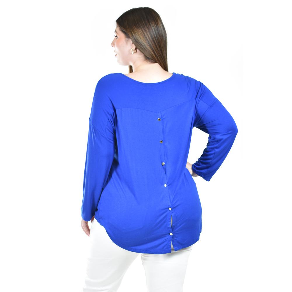 Foto 4 pulgar | Blusa Love Roman Fashion /tallas Extras, 153 (azul Rey) Azul