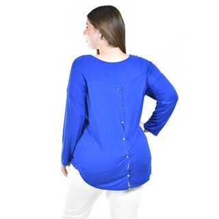 Foto 3 | Blusa Love Roman Fashion /tallas Extras, 153 (azul Rey) Azul