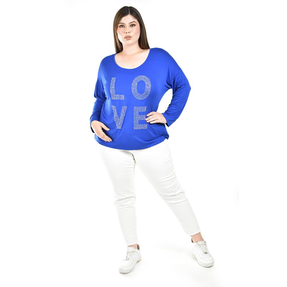 Foto 5 pulgar | Blusa Love Roman Fashion /tallas Extras, 153 (azul Rey) Azul