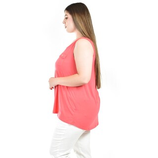 Foto 2 | Blusa Sin Manga Con Encanje Roman Fashion /tallas Extras, 708 (coral) Coral