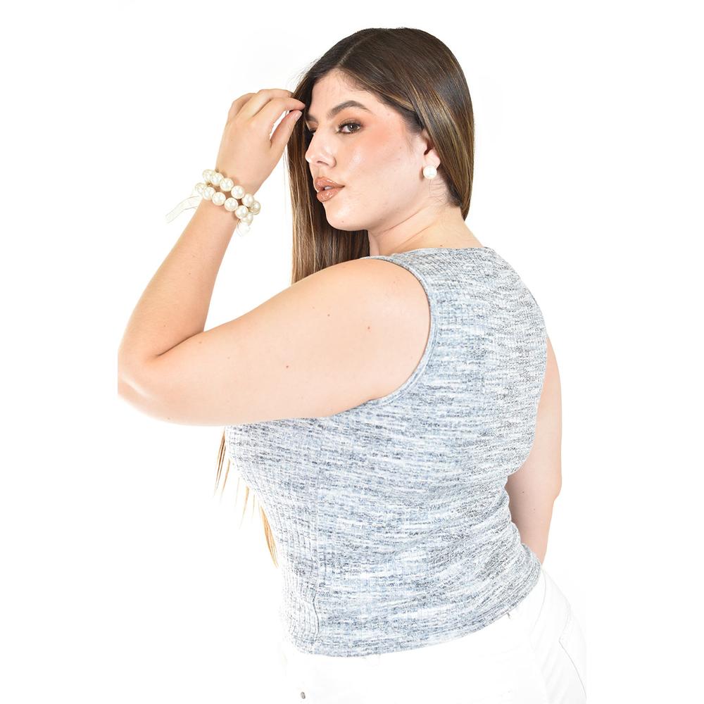 Foto 4 pulgar | Blusa De Punto Escote Corazon Roman Fashion /tallas Extras, 41912 (azul Marino) Azul