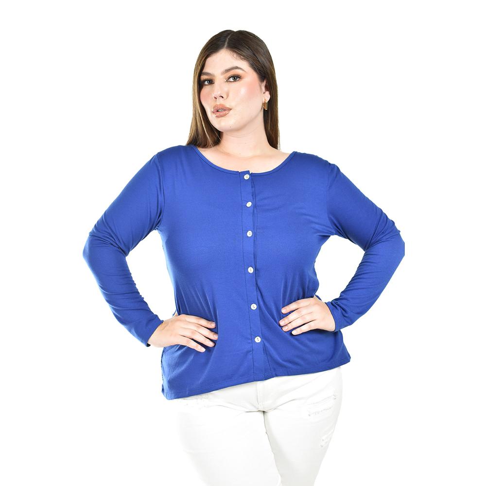 Foto 2 pulgar | Blusa Con Espalda De Encaje Roman Fashion / Tallas Extras, 1552 (azul Rey) Azul