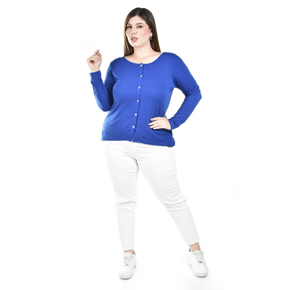 Foto 4 | Blusa Con Espalda De Encaje Roman Fashion / Tallas Extras, 1552 (azul Rey) Azul