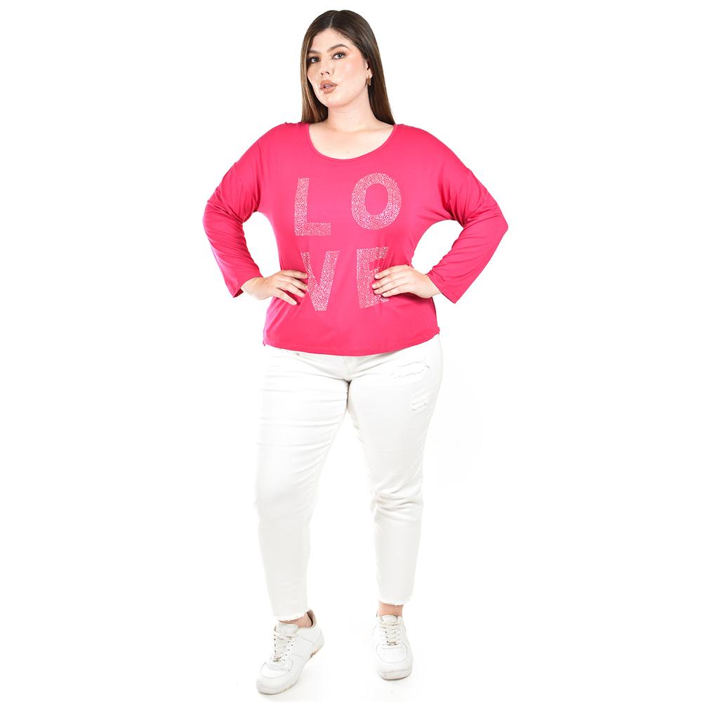 Foto 5 pulgar | Blusa Love Roman Fashion /tallas Extras, 153 (fiusha) Fucsia