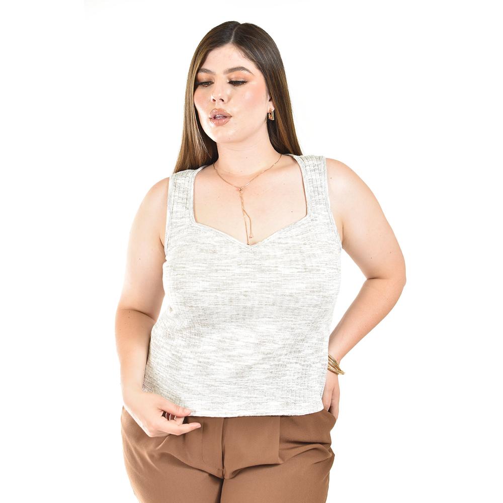 Foto 5 pulgar | Blusa De Punto Escote Corazon Roman Fashion /tallas Extras, 41912 (beige) Beige