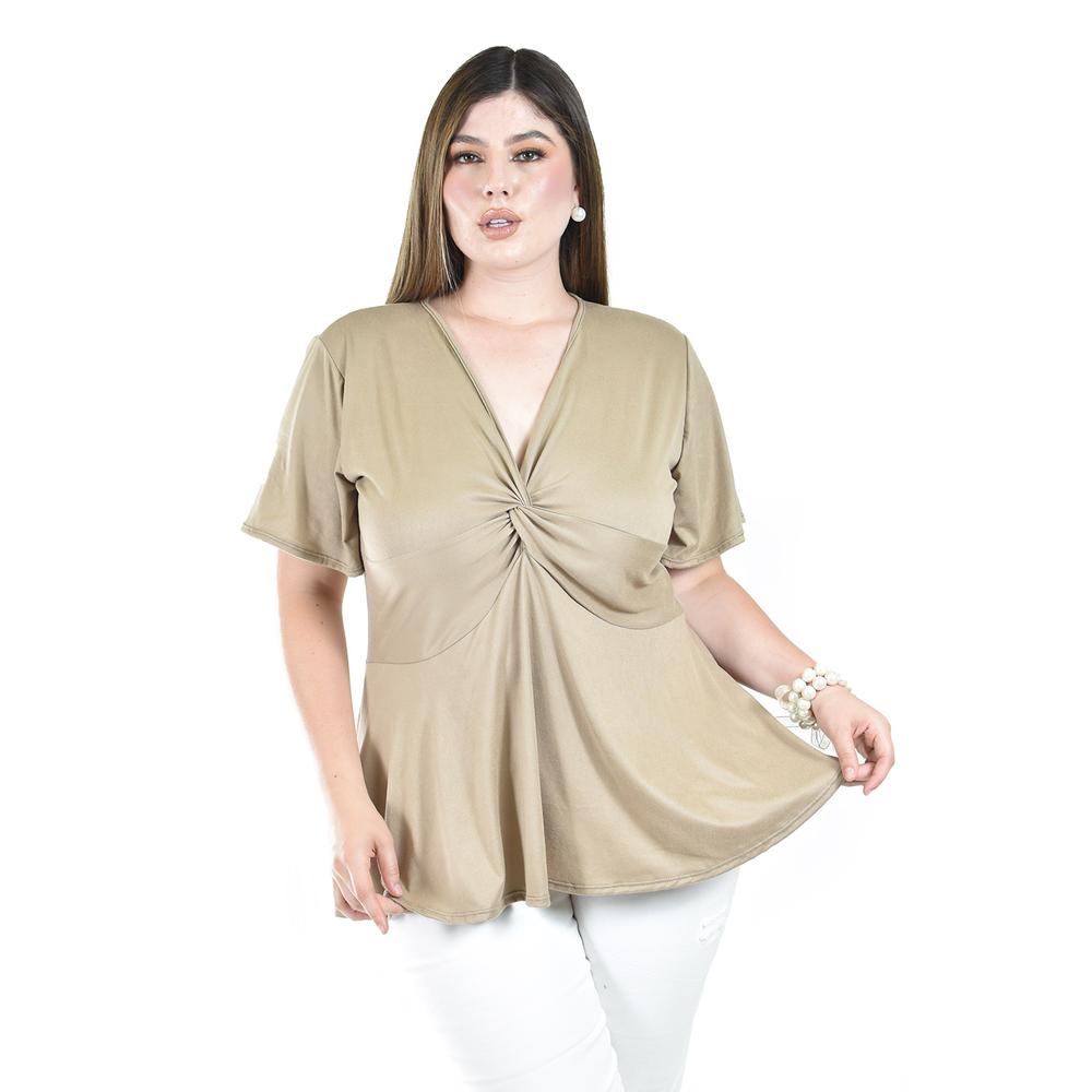 Foto 2 pulgar | Blusa Corte A Roman Fashion /tallas Extras, 1710 (cafe) Cafe
