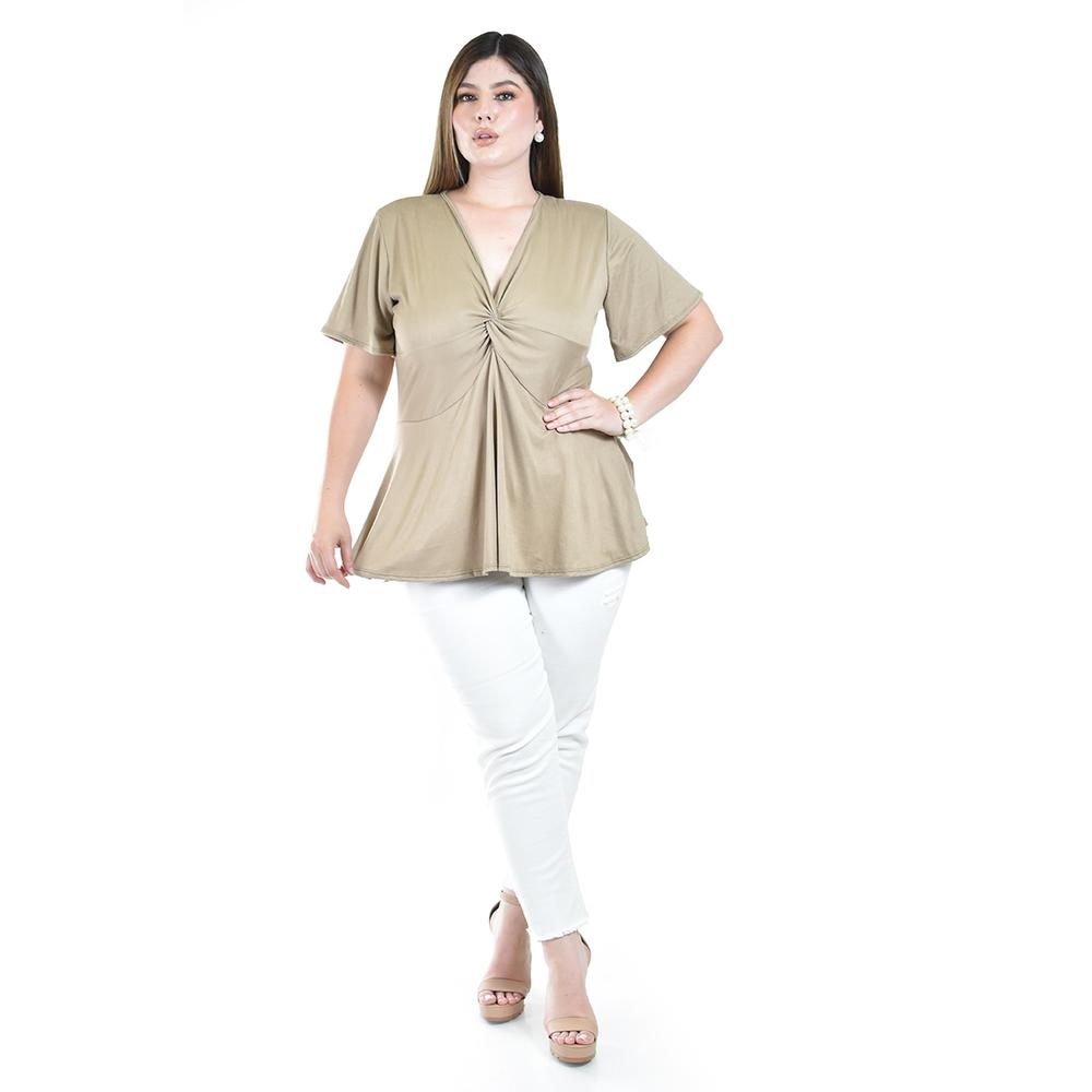 Foto 5 pulgar | Blusa Corte A Roman Fashion /tallas Extras, 1710 (cafe) Cafe
