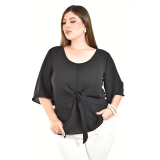 Foto 1 | Blusa Detalle De Moño Roman Fashion /tallas Extras, 1832 (negro) Negro