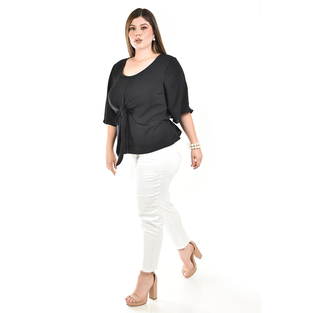 Foto 3 pulgar | Blusa Detalle De Moño Roman Fashion /tallas Extras, 1832 (negro) Negro
