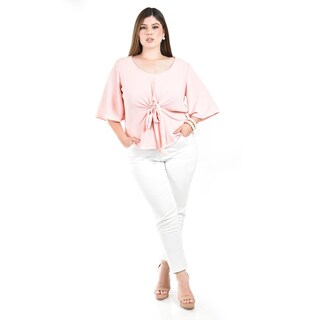 Foto 4 | Blusa Detalle De Moño Roman Fashion /tallas Extras, 1832 (palo De Rosa) Rosa
