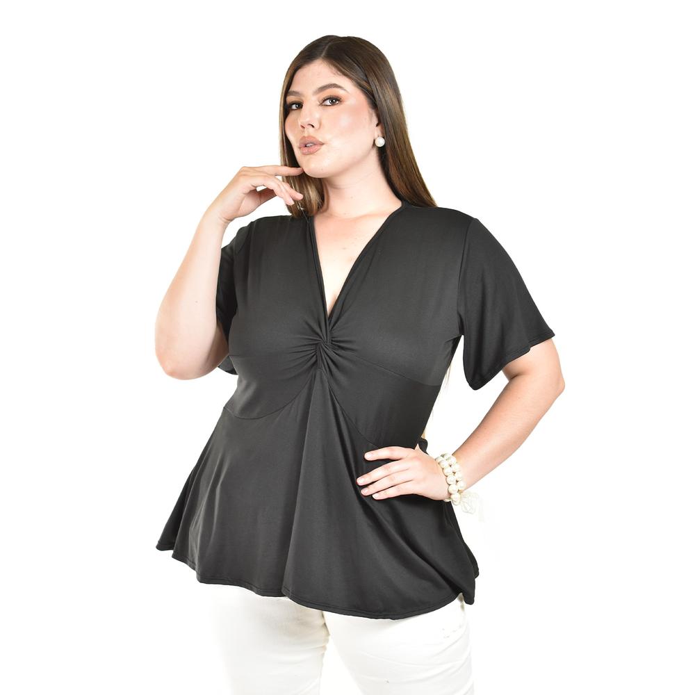 Foto 2 pulgar | Blusa Corte A Roman Fashion /tallas Extras, 1710 (negro) Negro