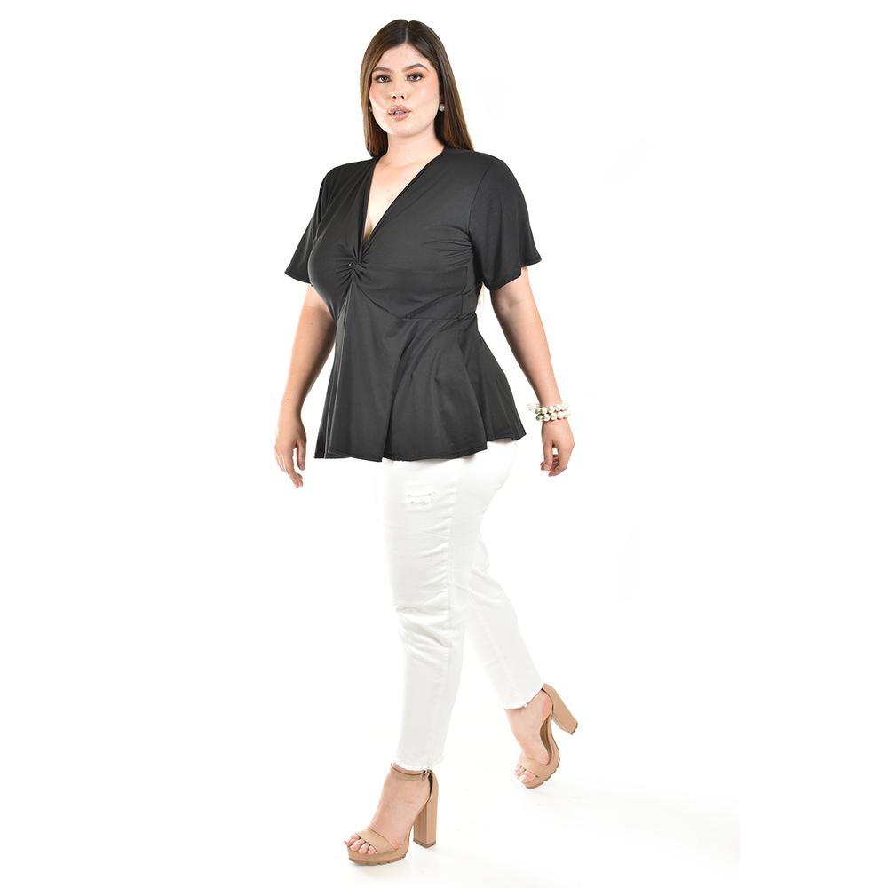 Foto 3 pulgar | Blusa Corte A Roman Fashion /tallas Extras, 1710 (negro) Negro