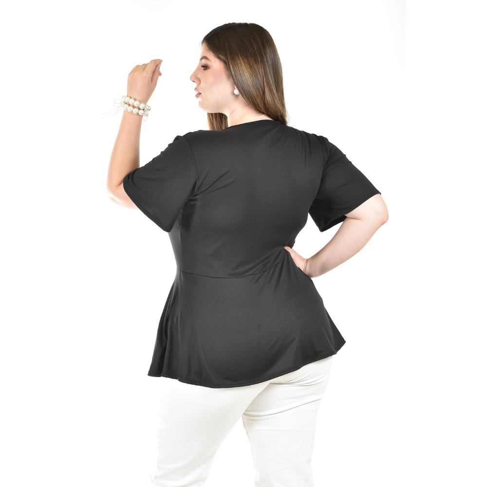 Foto 4 pulgar | Blusa Corte A Roman Fashion /tallas Extras, 1710 (negro) Negro