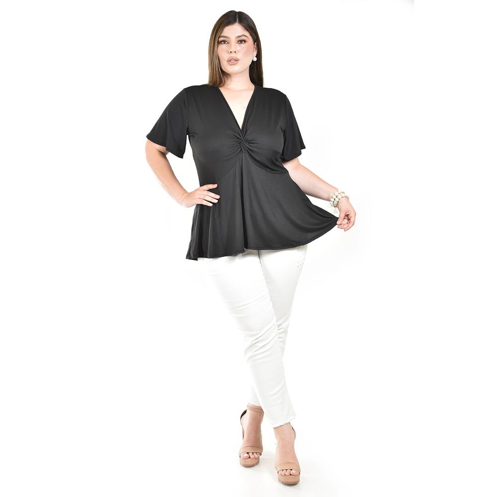 Foto 5 pulgar | Blusa Corte A Roman Fashion /tallas Extras, 1710 (negro) Negro
