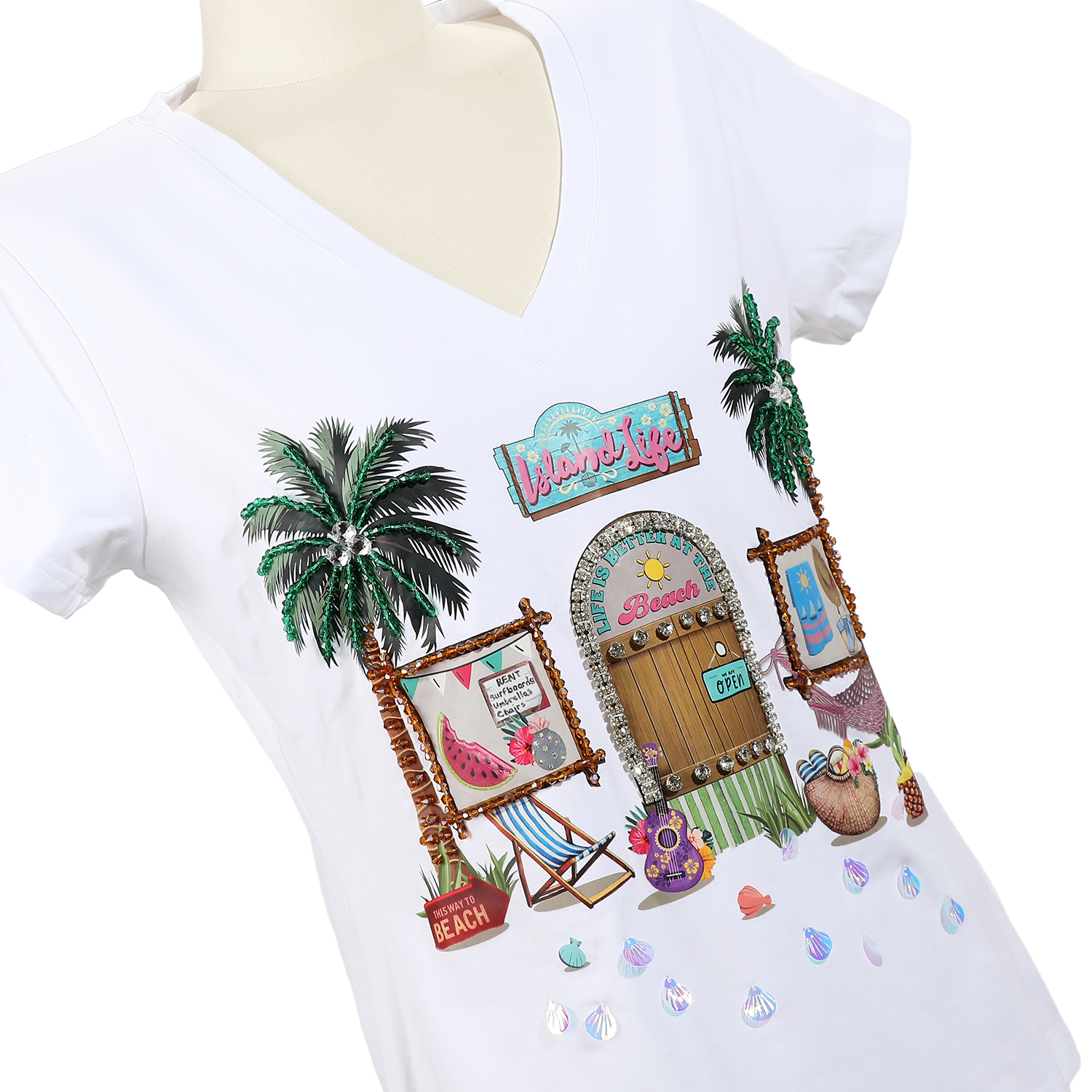 Foto 1 | Blusa Con Pedrería Nicole Lee Estampado Sun & Sand