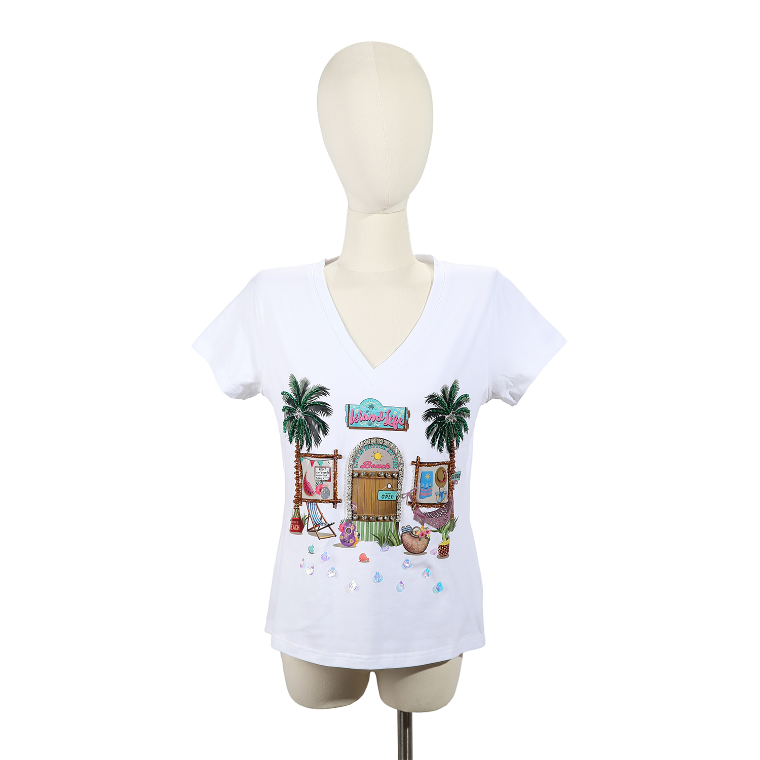 Foto 2 | Blusa Con Pedrería Nicole Lee Estampado Sun & Sand