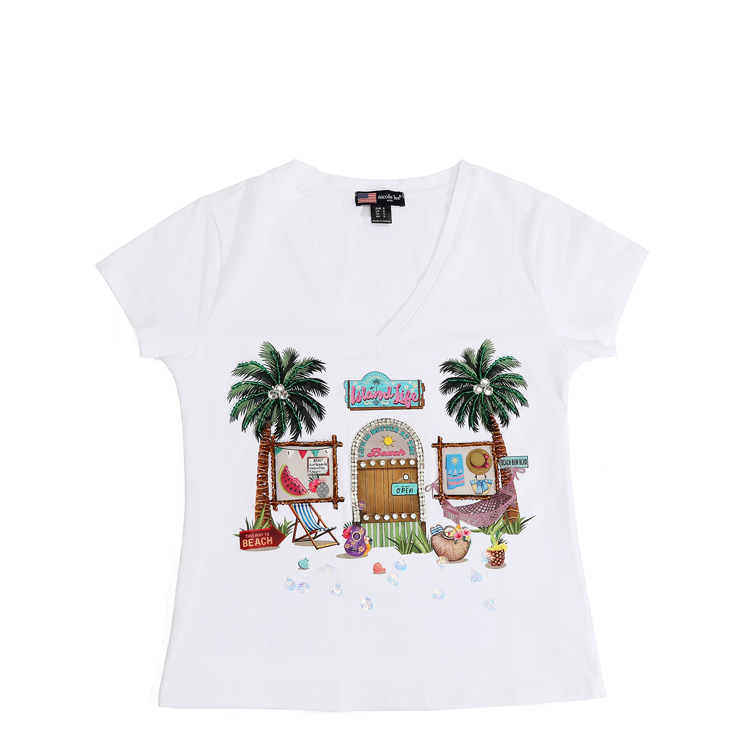 Foto 4 pulgar | Blusa Con Pedrería Nicole Lee Estampado Sun & Sand