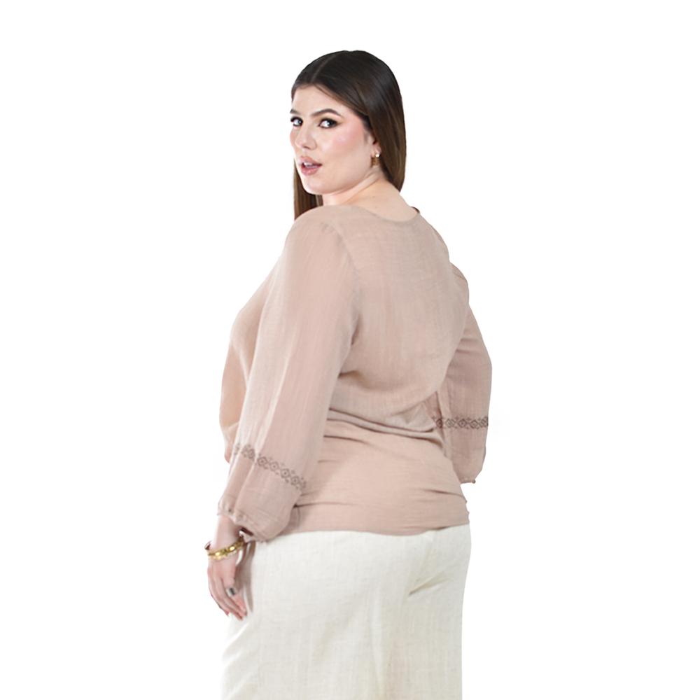 Foto 4 pulgar | Blusa Boho con Bordado Étnico Roman Fashion para Mujer