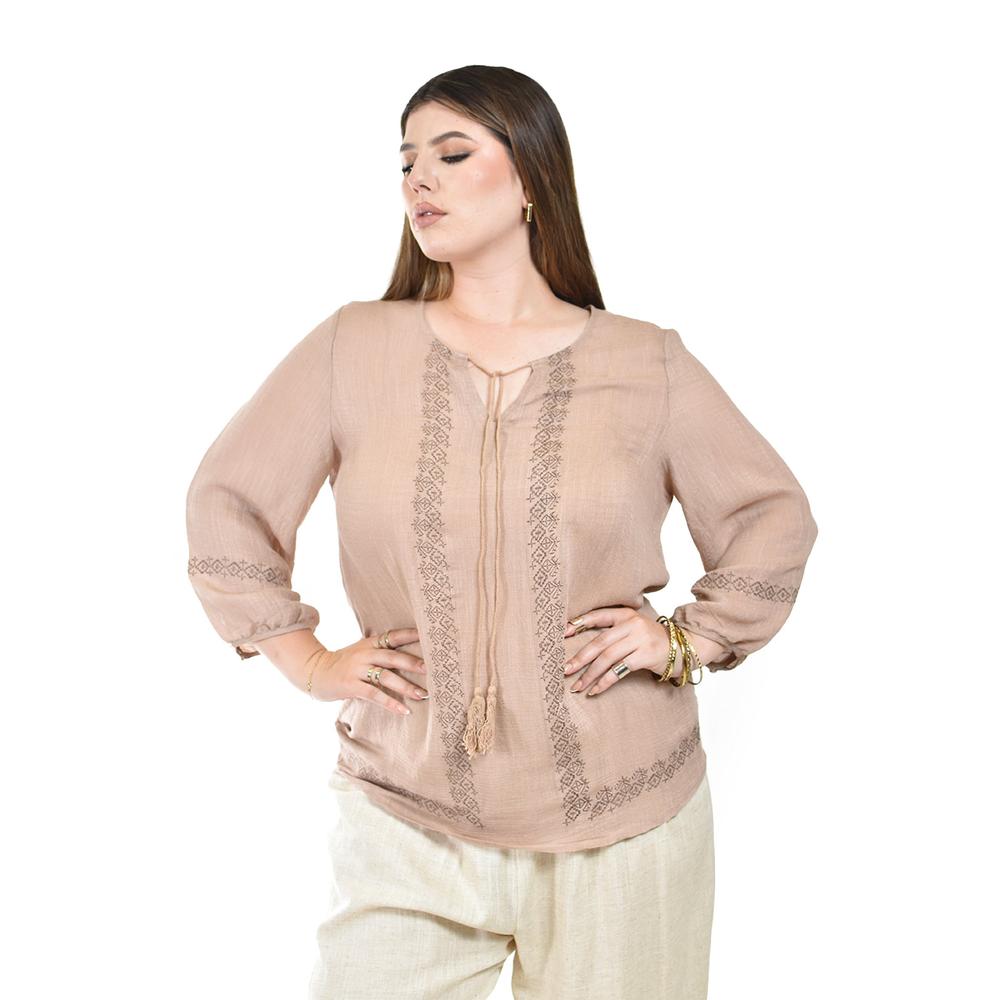 Foto 5 pulgar | Blusa Boho con Bordado Étnico Roman Fashion para Mujer