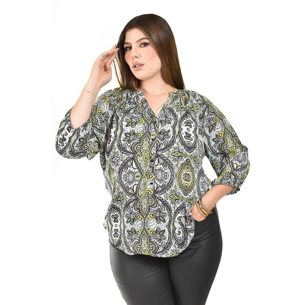 Foto 2 pulgar | Blusa con Estampado Bohemio Roman Fashion para Mujer