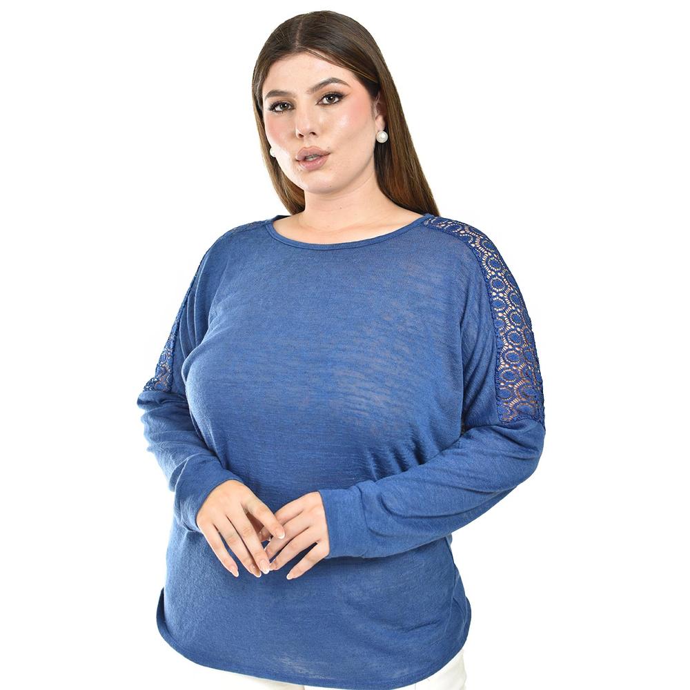 Foto 1 | Blusa de Manga Larga con Encaje Roman Fashion para Mujer