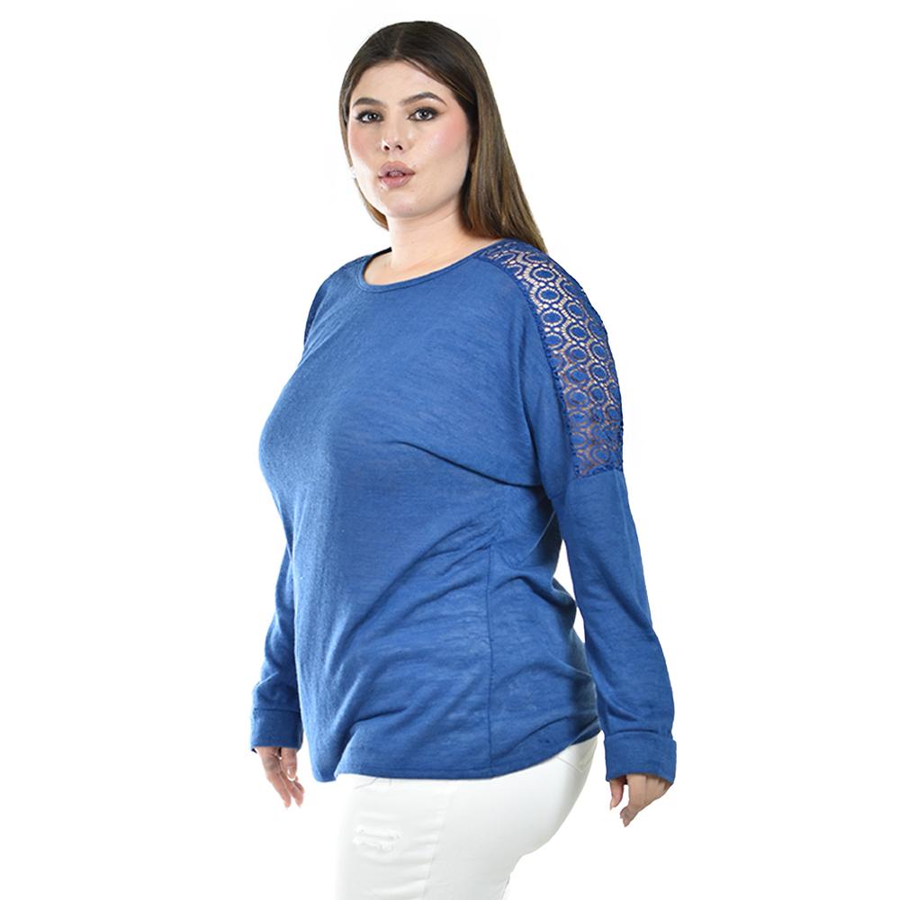 Foto 3 pulgar | Blusa de Manga Larga con Encaje Roman Fashion para Mujer