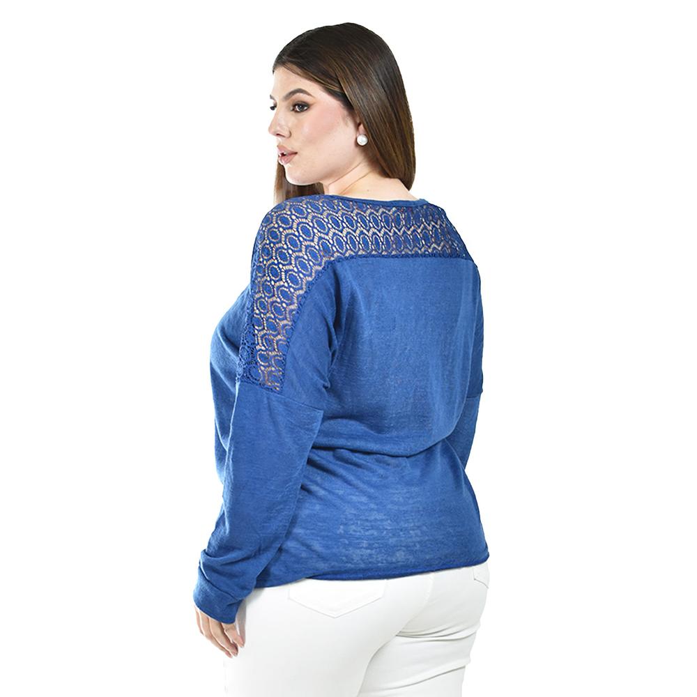 Foto 4 pulgar | Blusa de Manga Larga con Encaje Roman Fashion para Mujer