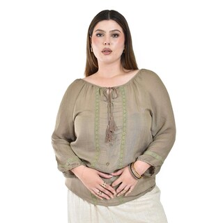 Foto 1 | Blusa con Borlas Roman Fashion Verde para Mujer