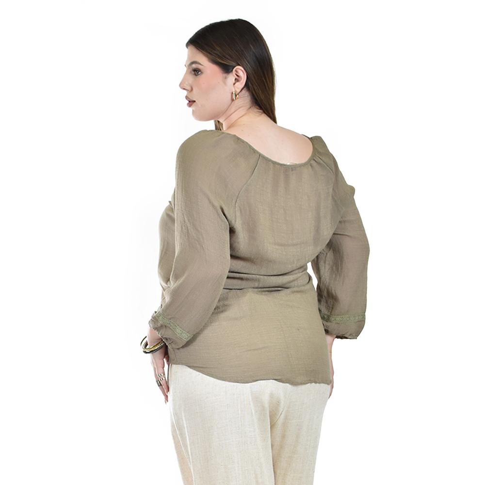Foto 4 pulgar | Blusa con Borlas Roman Fashion Verde para Mujer