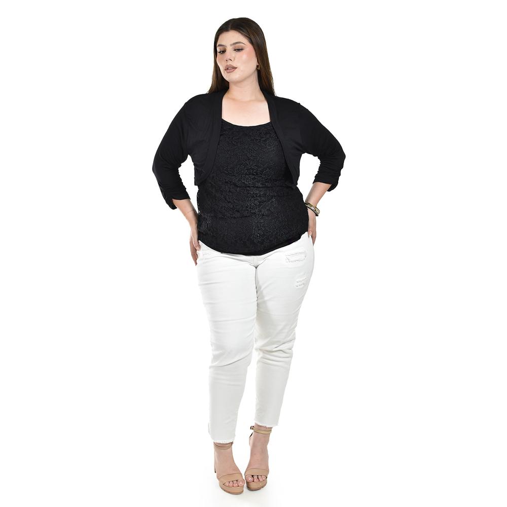 Foto 5 pulgar | Blusa de Encaje con Torerita Roman Fashion para Mujer