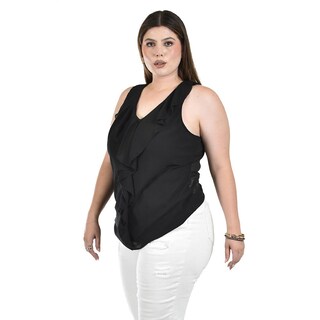 Foto 2 | Blusa con Escarolas Roman Fashion Negra para Mujer
