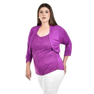 Foto 2 | Blusa de Encaje con Torerita Roman Fashion Morado para Mujer