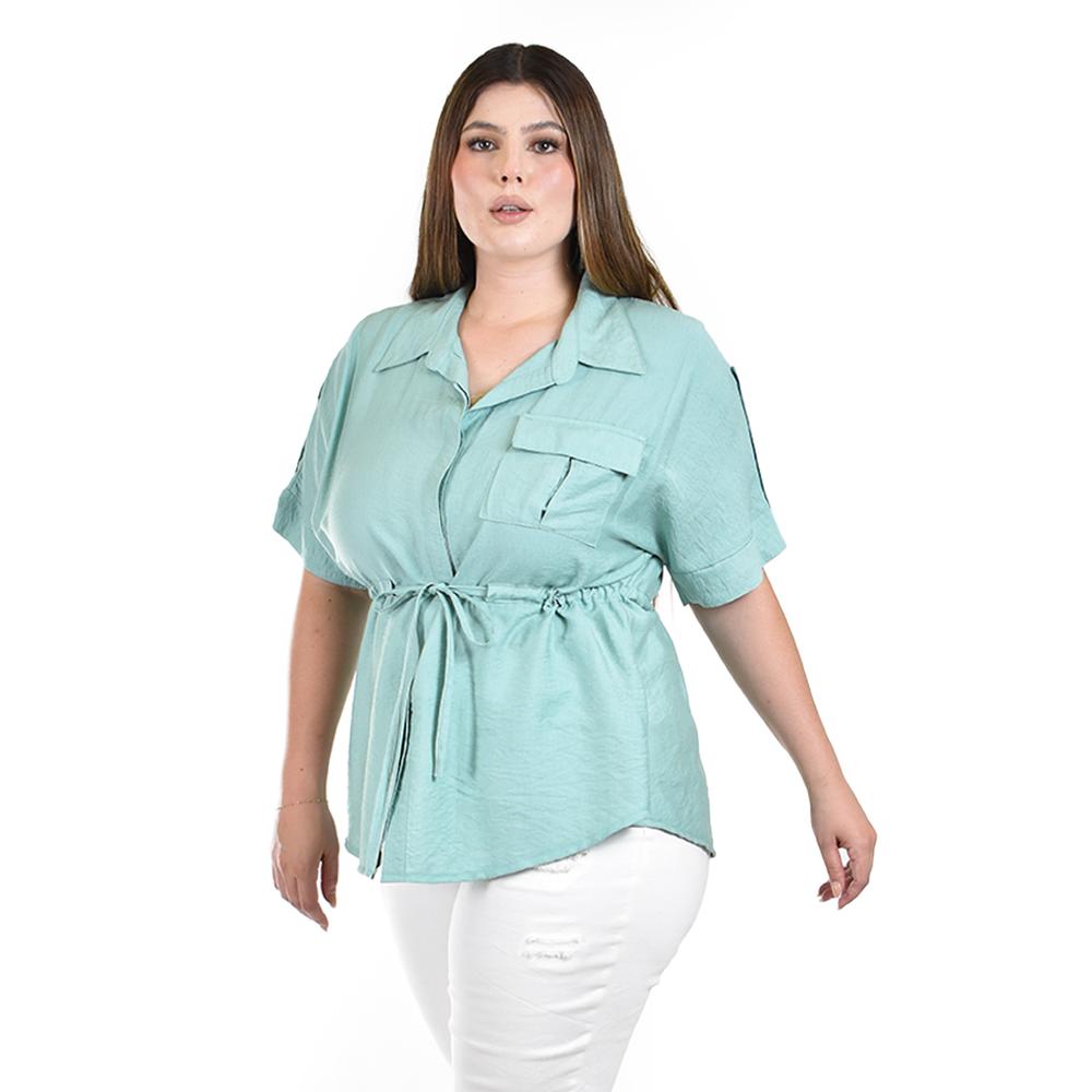 Foto 3 pulgar | Blusa Ajustable Roman Fashion Verde para Mujer