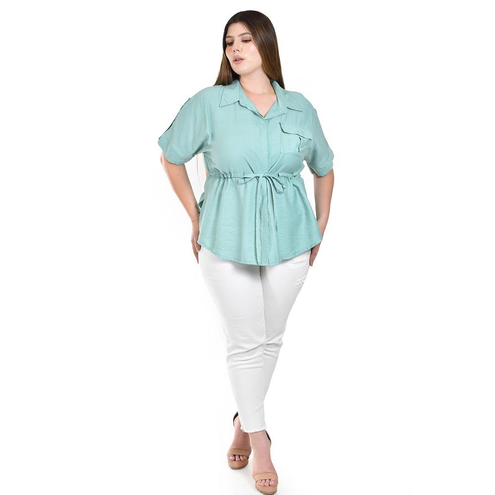 Foto 5 pulgar | Blusa Ajustable Roman Fashion Verde para Mujer