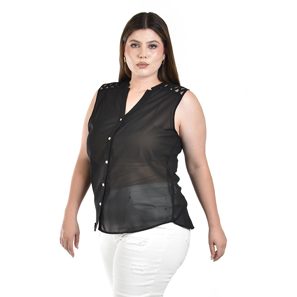 Foto 2 | Blusa Tipo Cut Out Roman Fashion Negra para Mujer