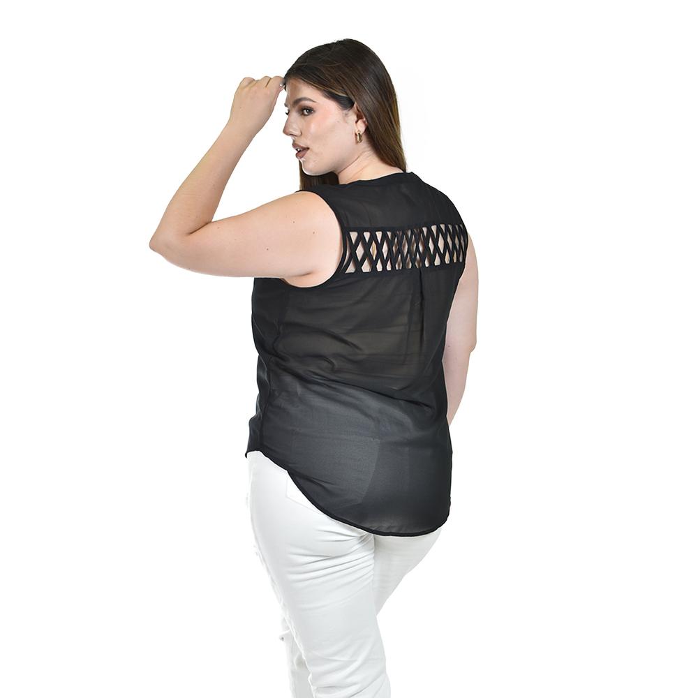 Foto 3 | Blusa Tipo Cut Out Roman Fashion Negra para Mujer