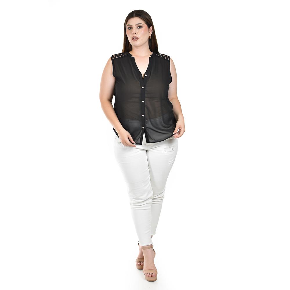 Foto 4 | Blusa Tipo Cut Out Roman Fashion Negra para Mujer